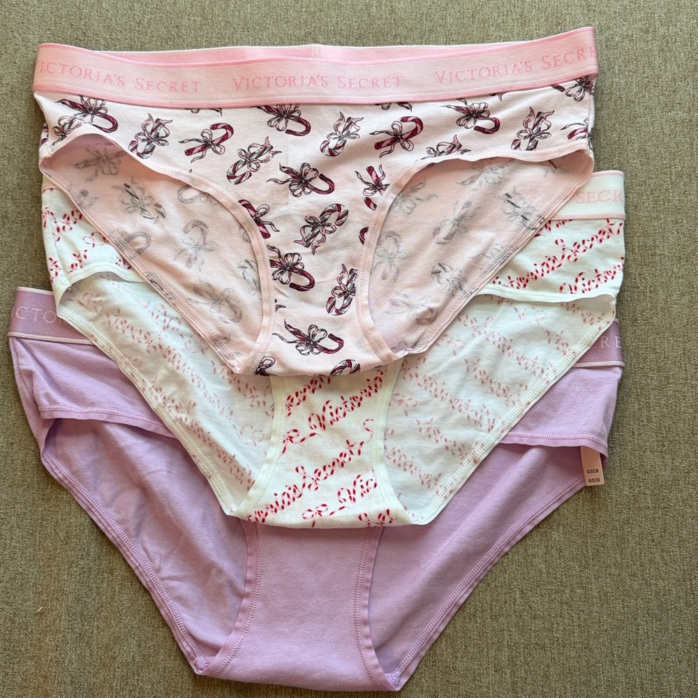 Victoria’s Secret Logo Cotton Hiphugger Panties-Set of 3. Sz. Medium